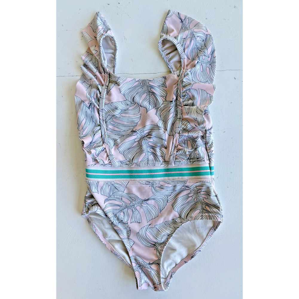 Shade Critters Monstera Leaf Ruffle Shoulder Swimsuit 6